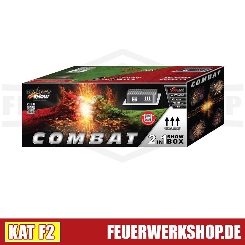 *Combat* 70 Schuss 2 in 1 Feuerwerksverbund von Piromax