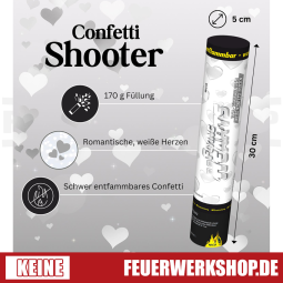 Party Shooter 30 cm *Herzen Weiß* Konfetti